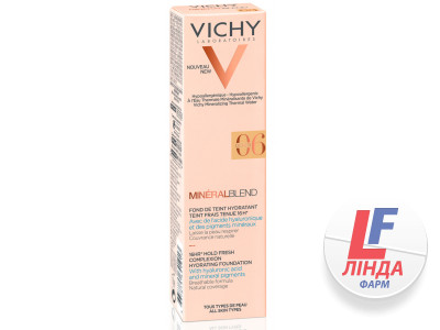 Vichy Mineralblend (Виши Минералбленд) Крем тональный увлажняющий для придания коже естественного сияющего вида оттенок 06 охра 30мл-1