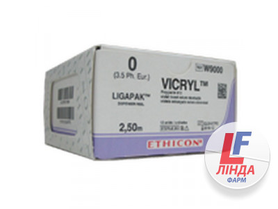 Вікрил №0 фіолетовий. 75см голка колюча 36мм-0