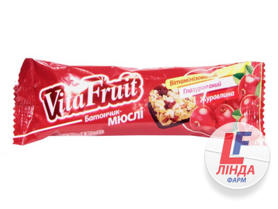 Батончик-мюслі Vita Fruit Журавлина по 25 г в обгор.-0