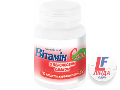 Витамин C 500 с персиковым вкусом таблетки жевательные по 0,5г №30-0