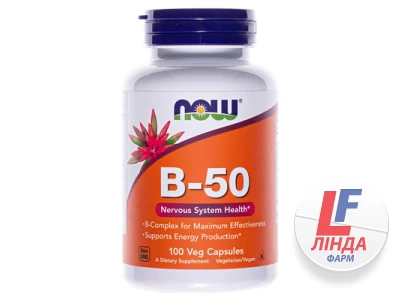 Витамины B-50 Комплекс NOW поддержка ЦНС капсулы №100-0