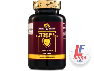 Вітамін С 250 мг Apnas Natural з шипшиною таблетки жувальні №100-0