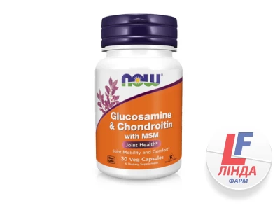 Хондропротектор NOW Glucosamine & Chondroitin & MSM капсули №30-0