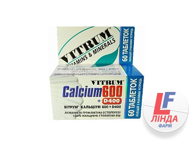 Вітрум Кальціум 600 з вітаміном D400 таблетки №60-0